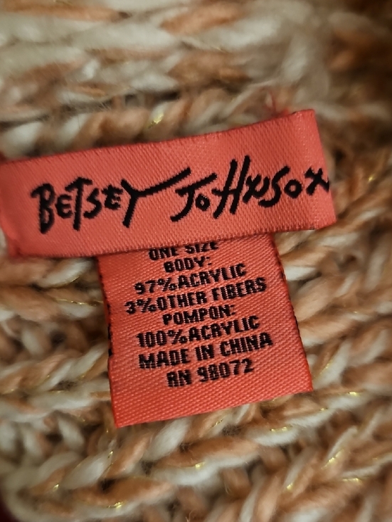 BETSEY JOHNSON Metallic Knit Pastel Pink Pom Pom Beanie Hat main image 6